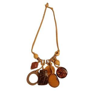 Fashion Jewelry Womens Suede Leather Strand Multi Charms Statement Boho Necklace